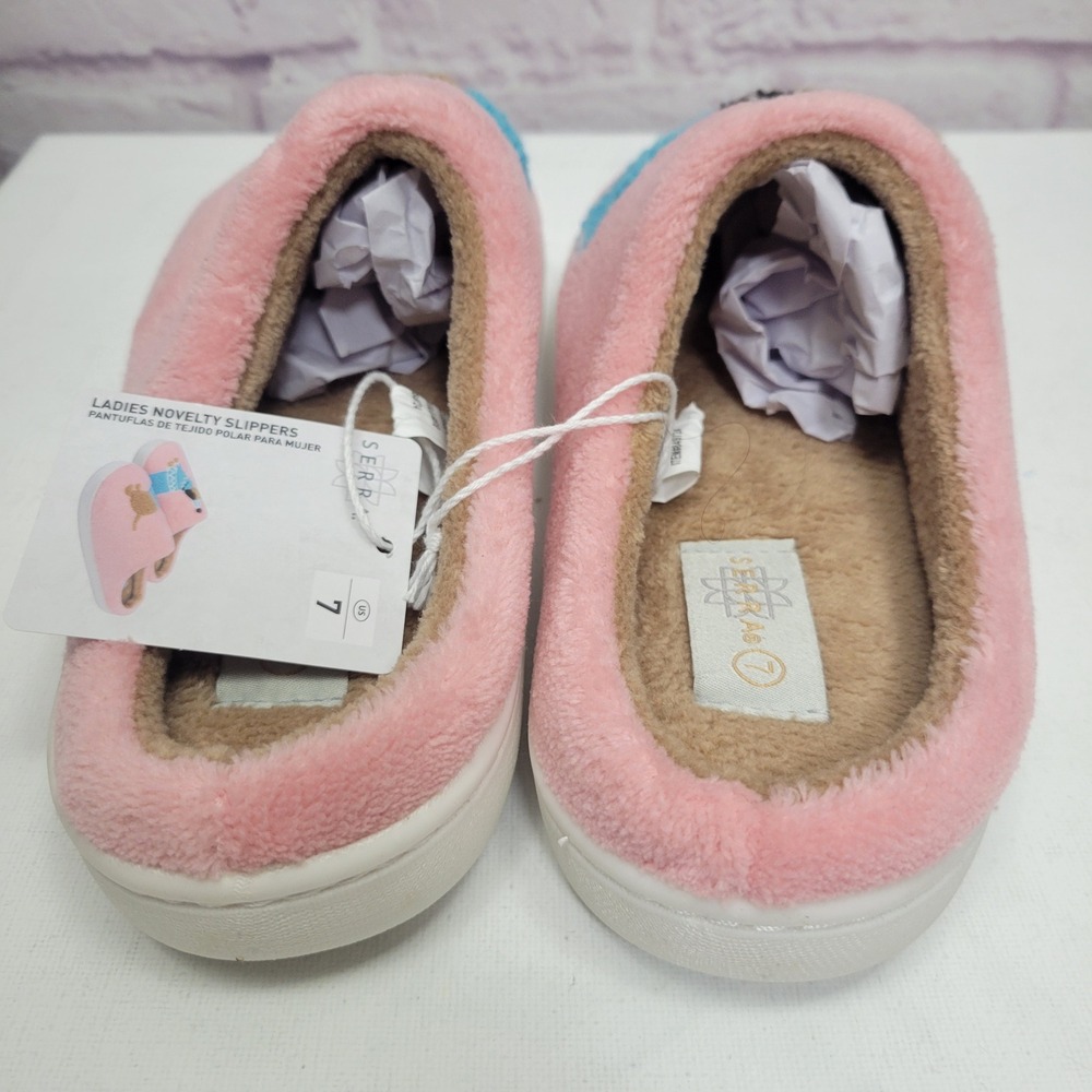 NEW Serra Pink‎ Dachshund Slippers Womens 7 Viral Fuzzy Puppy Plush House Shoes - Picture 5 of 8